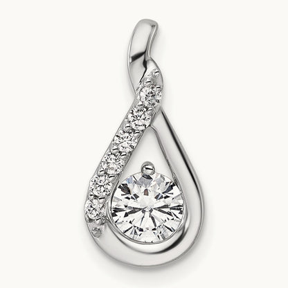Polished Diamond Complete Tear-drop Chain Slide, 14K White Gold