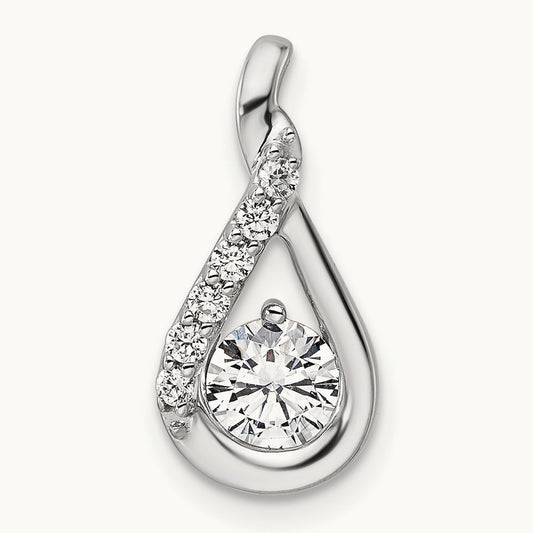 Polished Diamond Complete Tear-drop Chain Slide, 14K White Gold