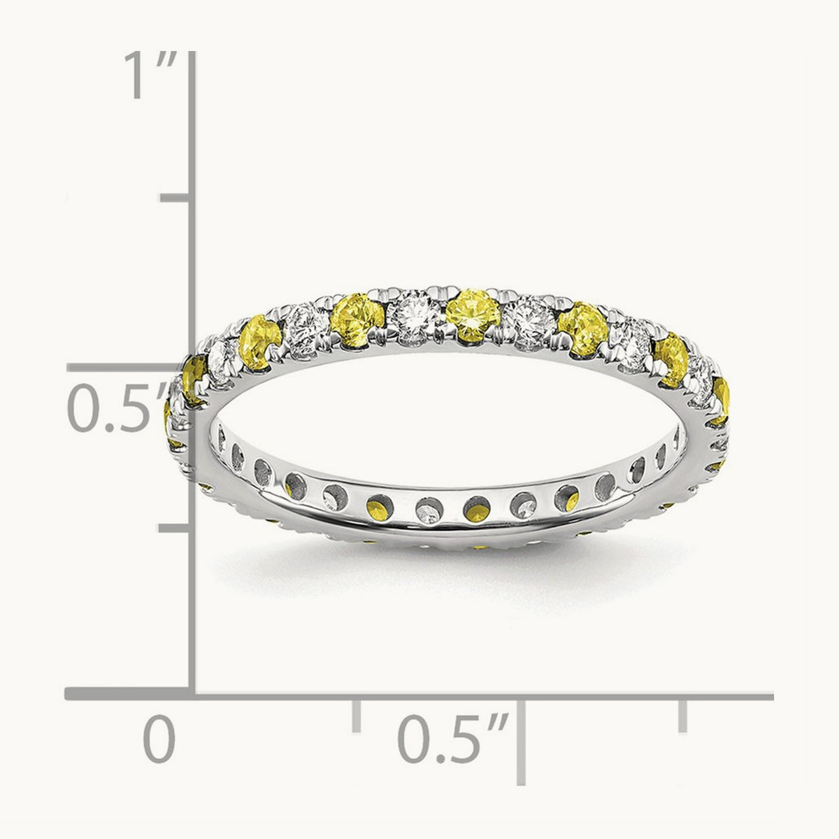 Created Yellow Sapphire Eternity Band, 0.25-0.50 ct tw Lab-Grown Diamond — 14K White Gold