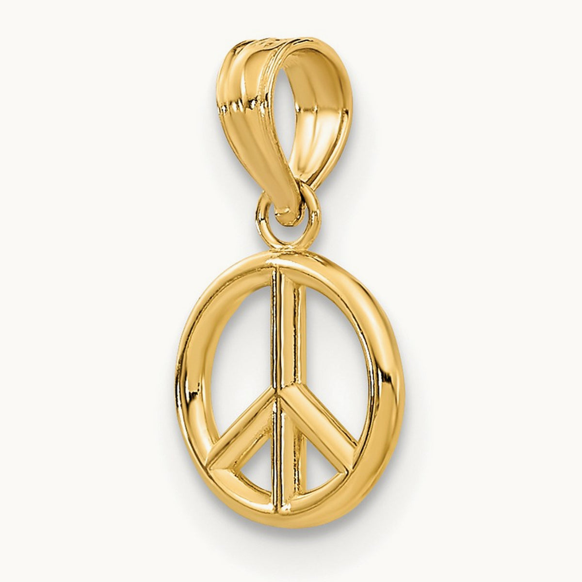 3-D Peace Symbol Charm — 14K Yellow Gold, 14mm