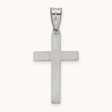 Laser Etched Cross Charm — 14K White Gold, 25mm