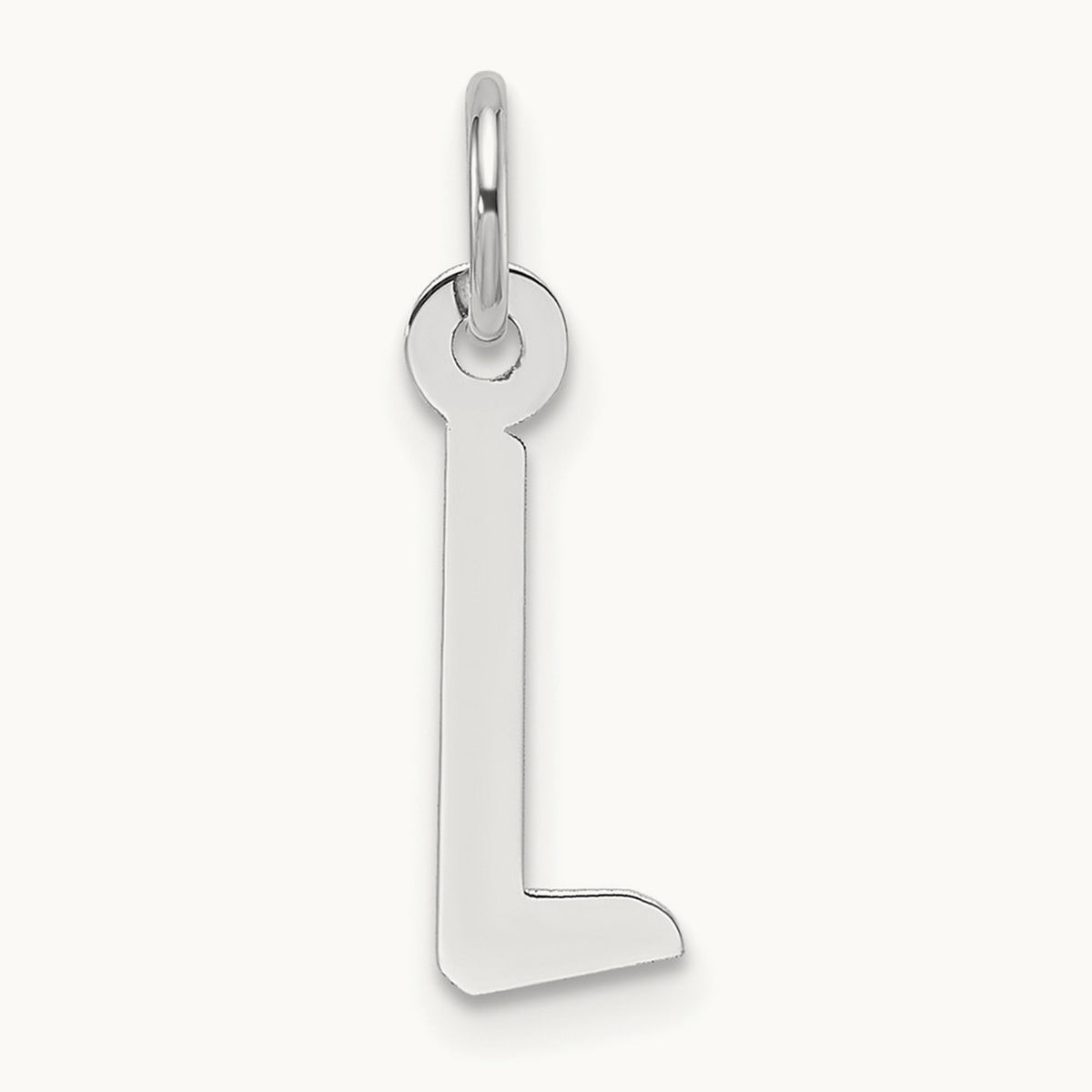 Slanted Block Initial Charm — 14K White Gold, L