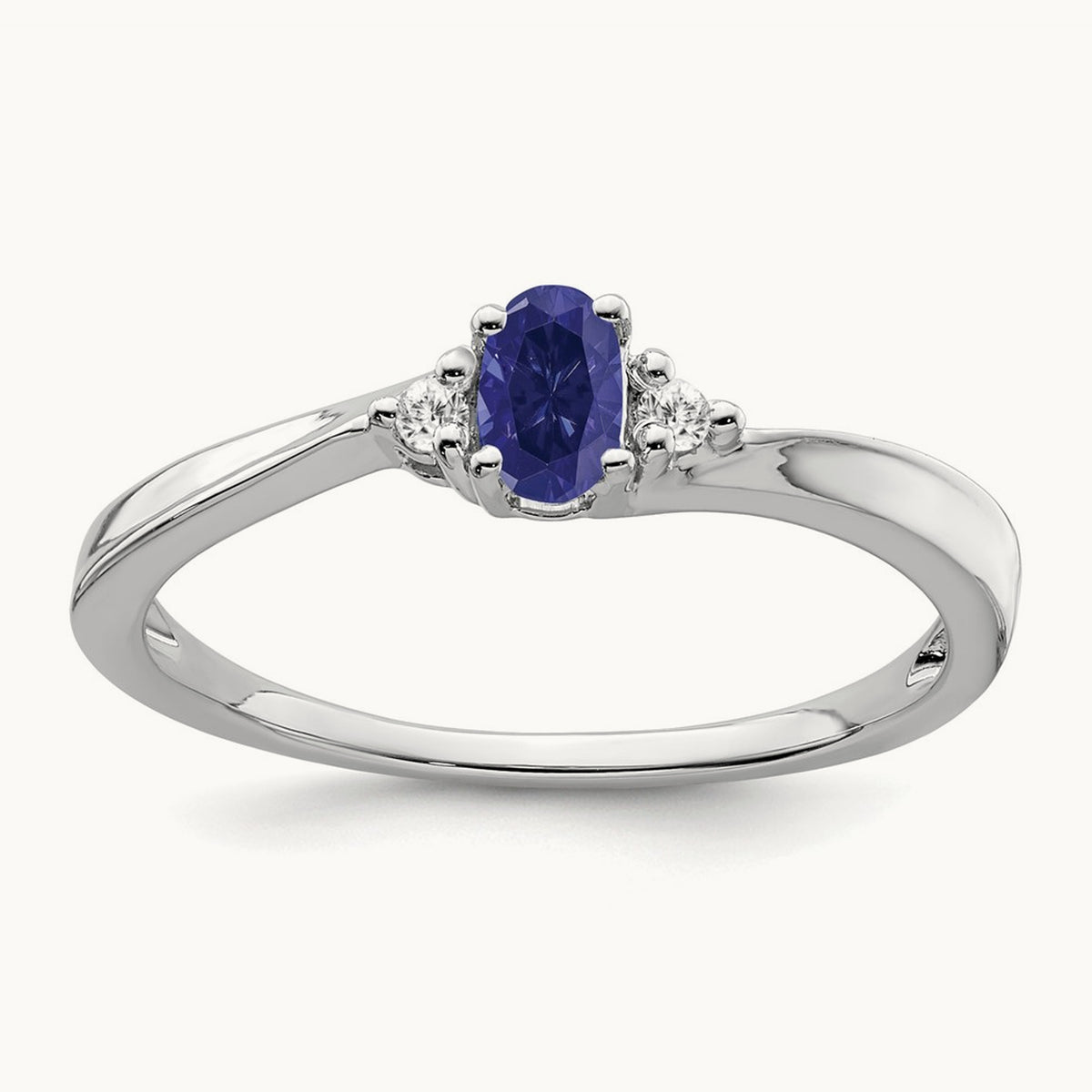 Created Sapphire and Lab-Grown Diamond Ring — 14K White Gold