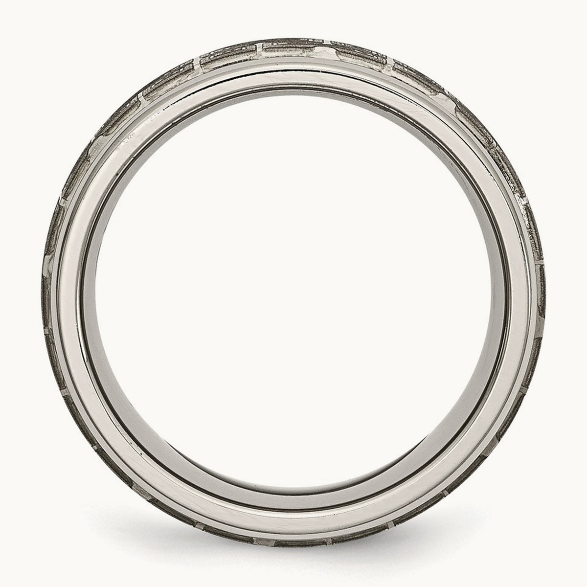 Brushed & Polished Laser Design Ridged Edge Band — photo set
