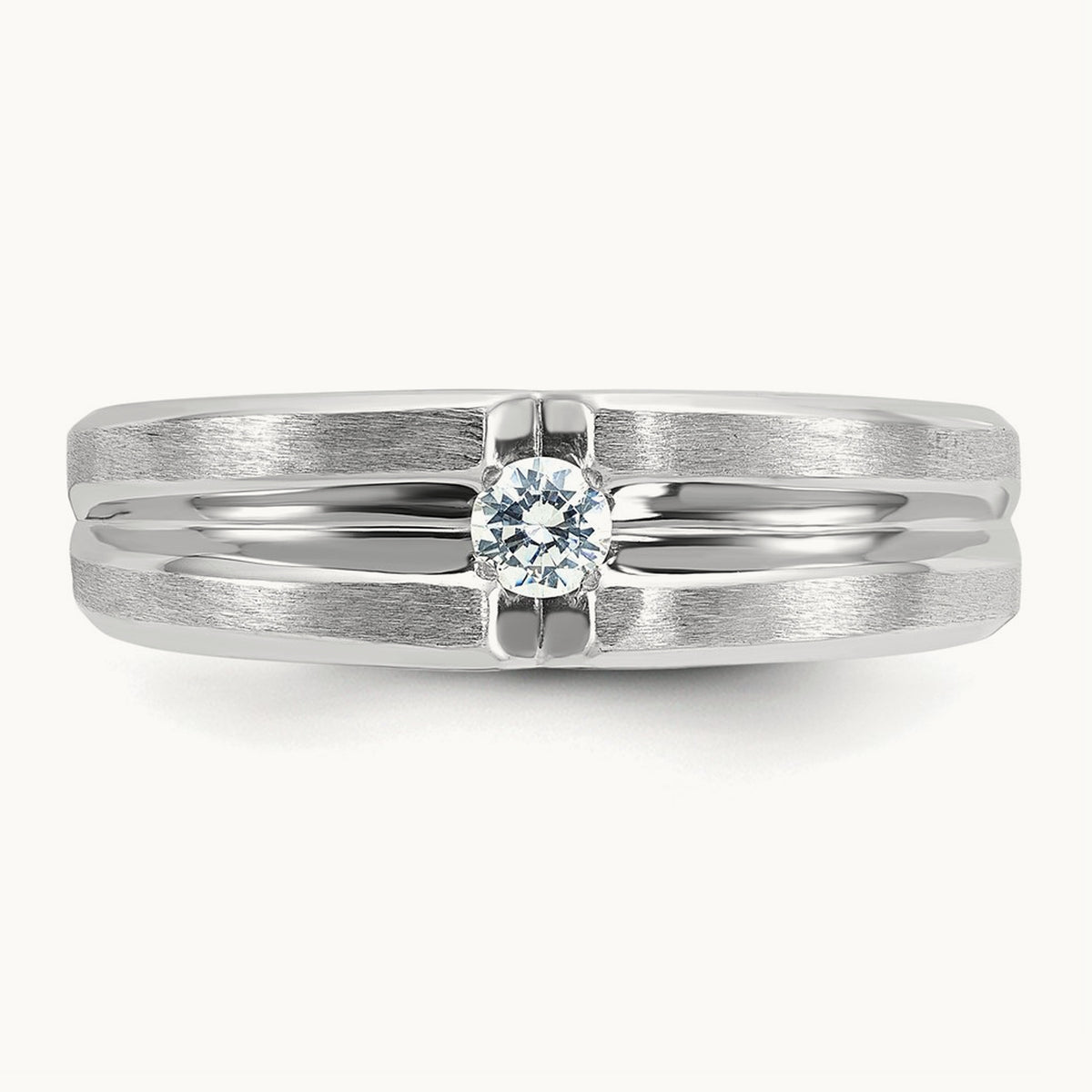 IBGoodman Men's Polished/Satin Diamond Complete Ring, 14K White Gold