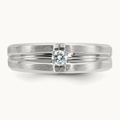 IBGoodman Men's Polished/Satin Diamond Complete Ring, 14K White Gold
