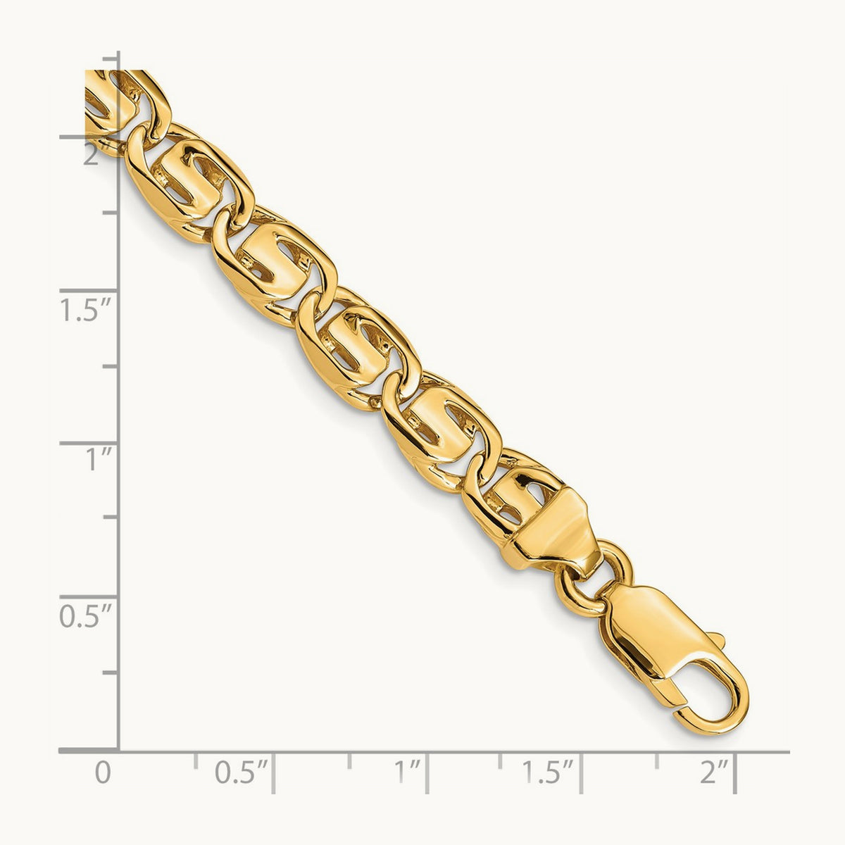 Hand-polished Fancy Link Bracelet, 7.5mm, 14K