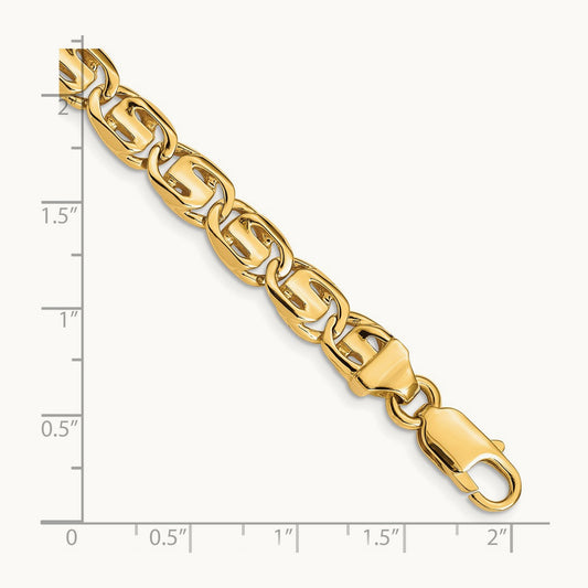 Hand-polished Fancy Link Bracelet, 7.5mm, 14K