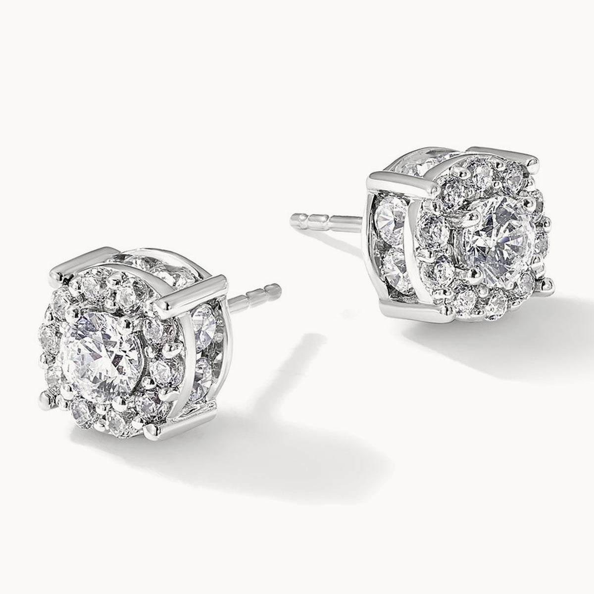 Round Halo Post Earrings, 1.00-2.00 ct tw Lab-Grown Diamond — 1 1/2 ct (2)