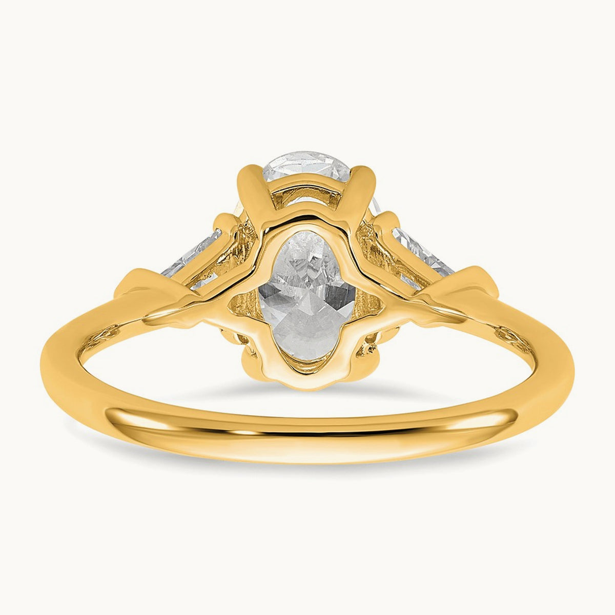 Oval & Trillion 3 Stone Engagement Ring, 1.50-4.00 ct tw Lab-Grown Diamond — 2 ct, 14K Yellow Gold