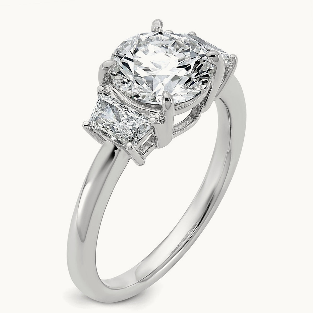 Trapezoid Sidestones Engagement Ring, 0.25-3.75 ct tw Lab-Grown Diamond — 2 1/2 ct, VS (Best) · Certified, 14K White Gold