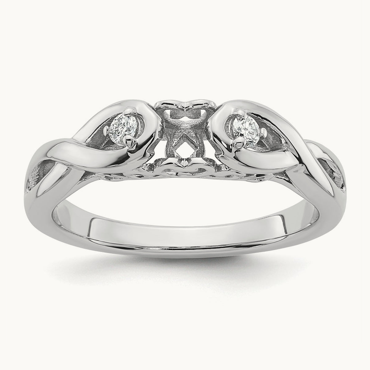 Peg Set Semi-Mount Infinity Engagement Ring — 1/15 ct, 7
