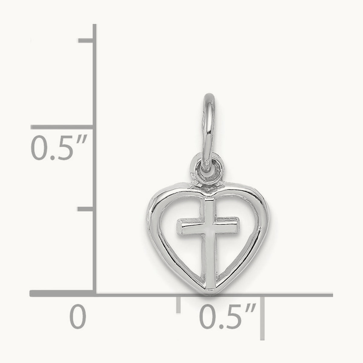 Cross in Heart Charm — 14K White Gold
