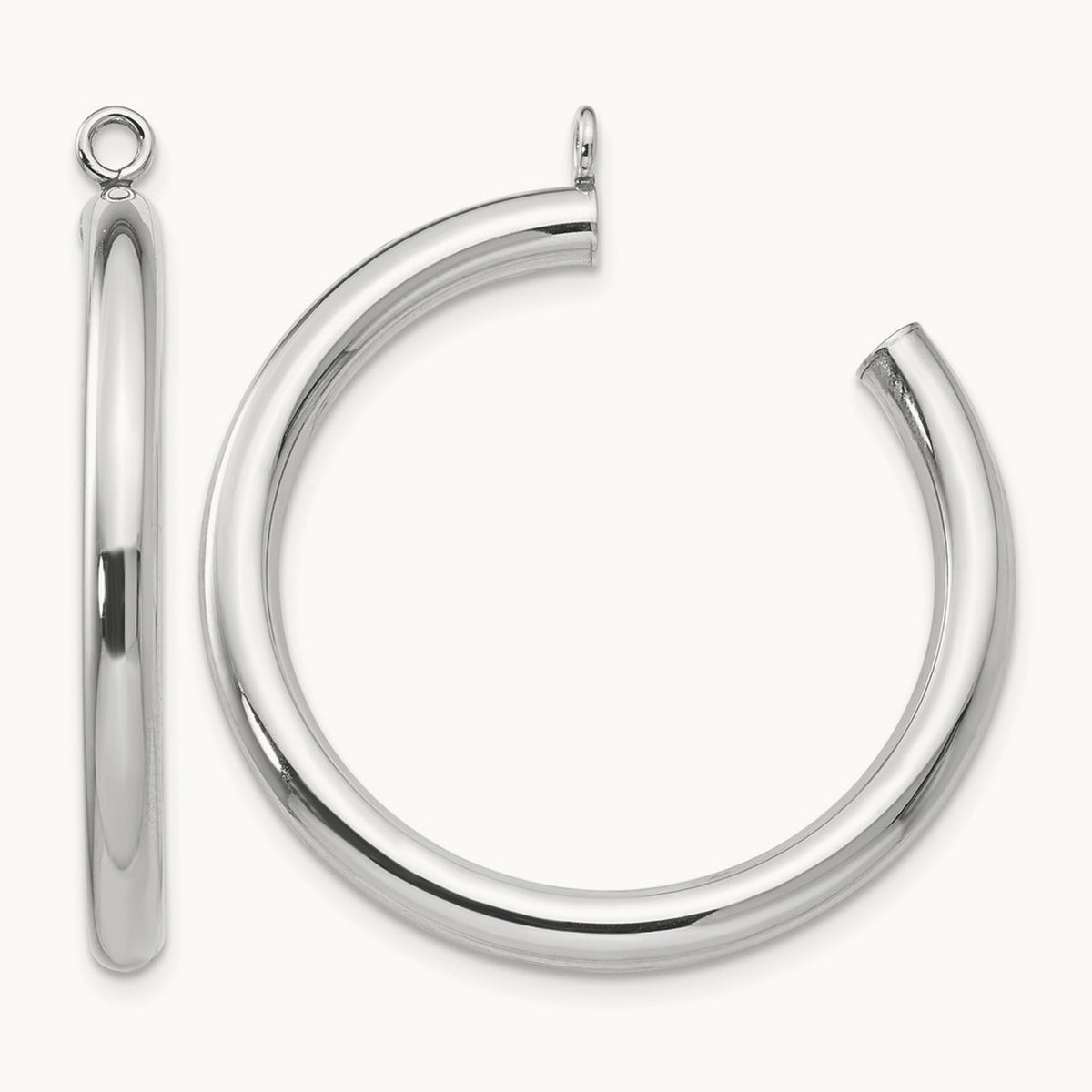 Polished Tube Hoop Earring Jackets — 14K White Gold, 30mm