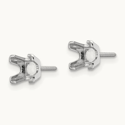 Princess Cut Stud Earring Mountings, 4mm, 14K White Gold