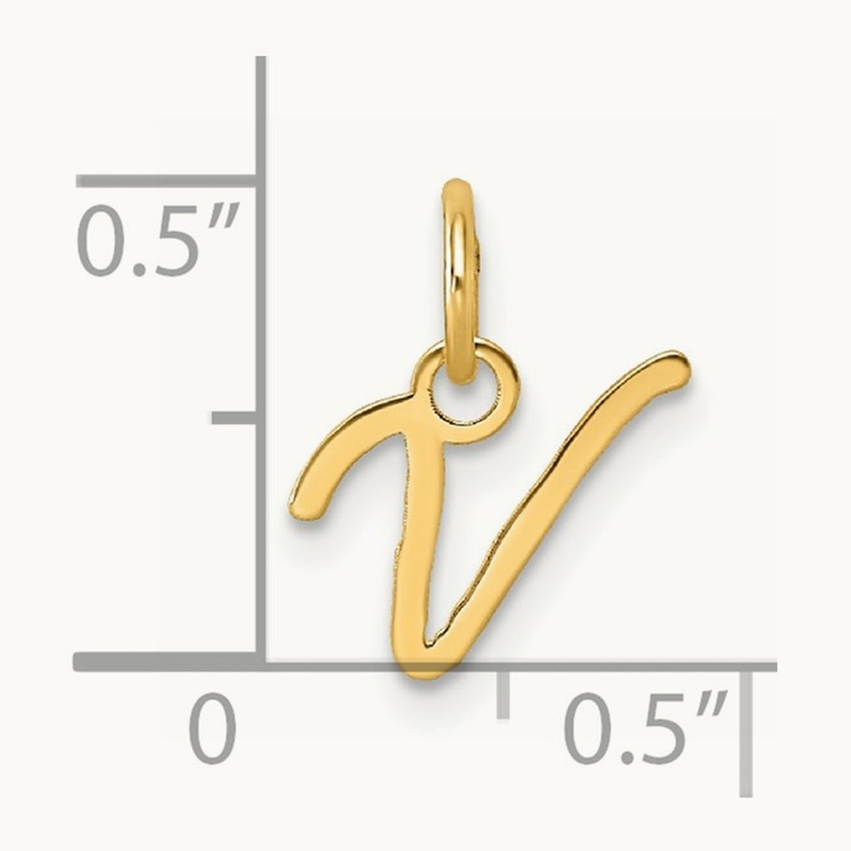 Uppercase Initial Charm — 14K Yellow Gold, V