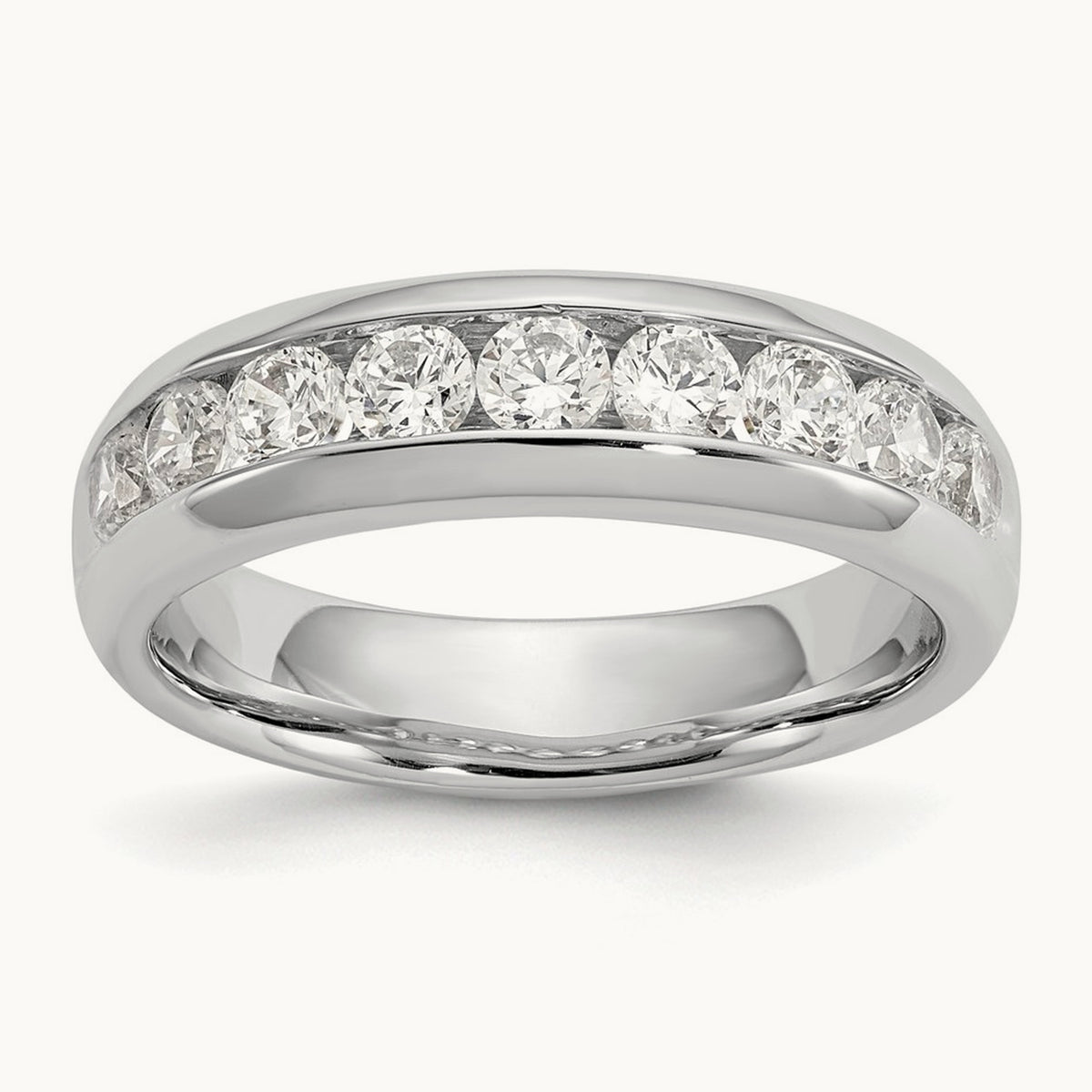 9-Stone Diamond Channel Band, 14K White Gold