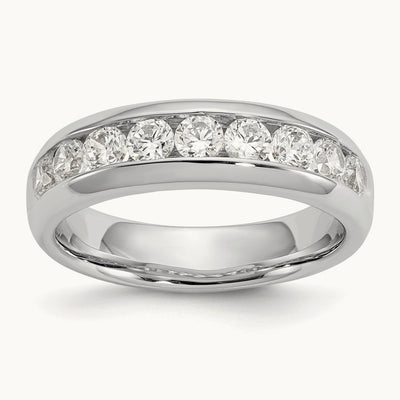 9-Stone Diamond Channel Band, 14K White Gold