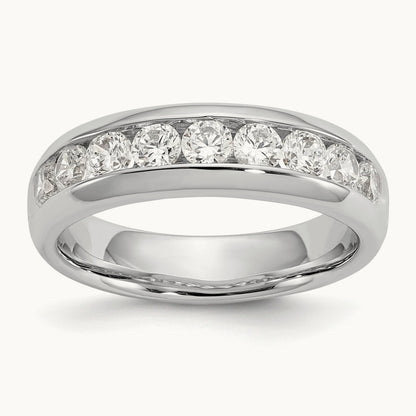 9-Stone Diamond Channel Band, 14K White Gold