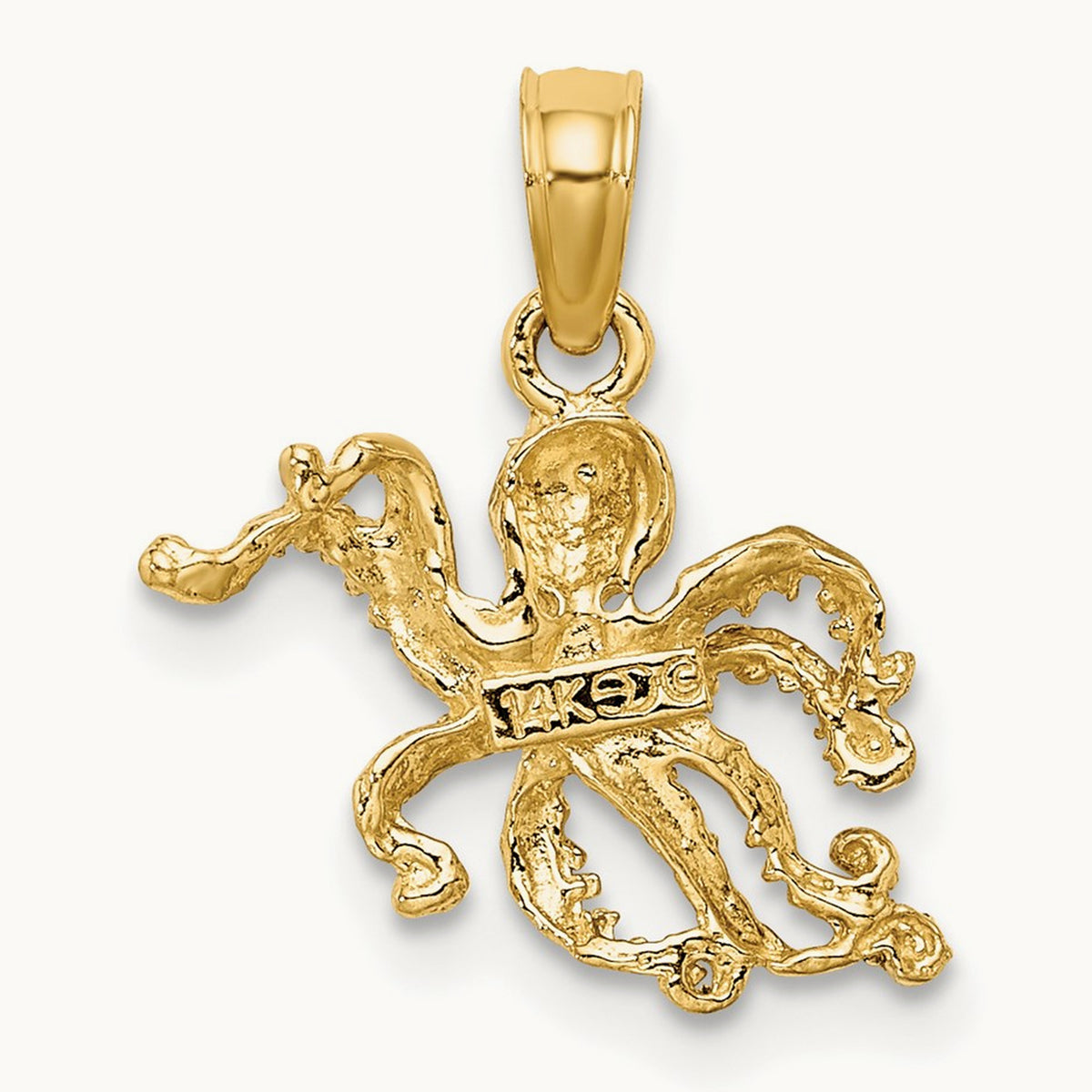 Textured Octopus Charm — 14K Two-Tone Gold, 18mm