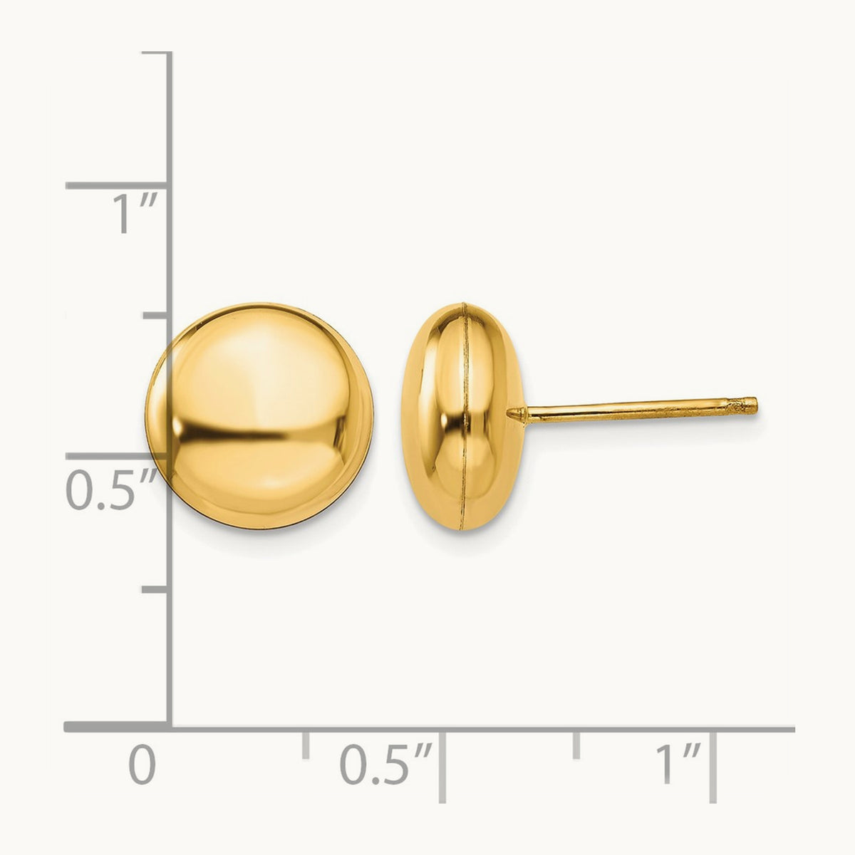 Polished Button Post Earrings — 14K Yellow Gold, 10.5mm