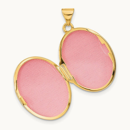 Reversible Swirl Design Oval Locket, 21mm, 14K Yellow Gold