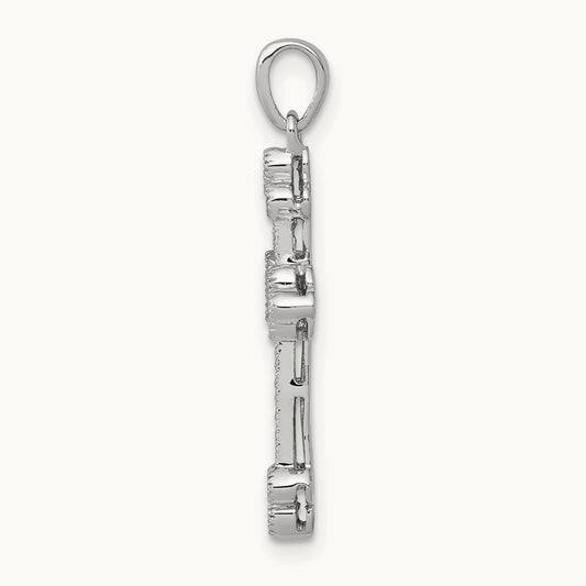 1/10ct. Diamond Filigree Budded Cross Pendant, 14K White Gold