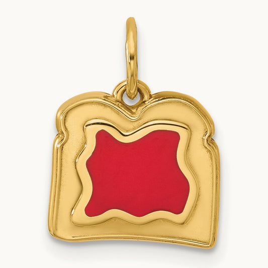 Fancy Toast and Jam Charm, 14K Yellow Gold