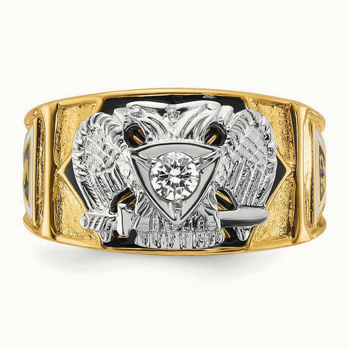 14ktt IBGoodman Men's Enameled & Dia 32nd Scottish Rite Masonic Ring