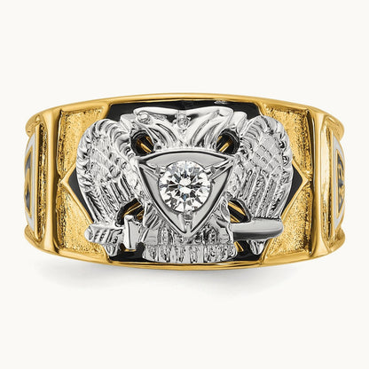 14ktt IBGoodman Men's Enameled & Dia 32nd Scottish Rite Masonic Ring