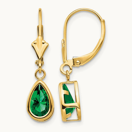 8x5mm Pear Mount St. Helens Leverback Earrings, 14K