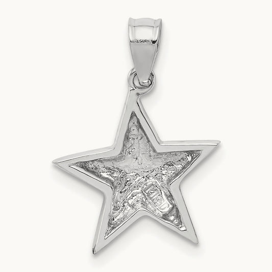 Polished Star Pendant, 14K White