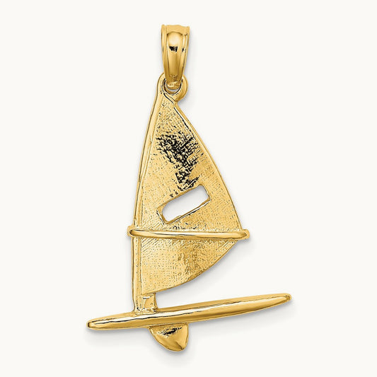 3-D Textured Windsail Surfing Board Charm, 14K