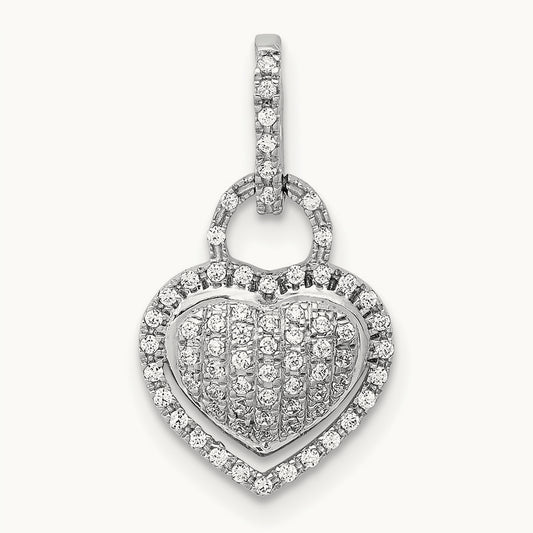1/5ct. Diamond Fancy Heart Pendant, 14K White Gold