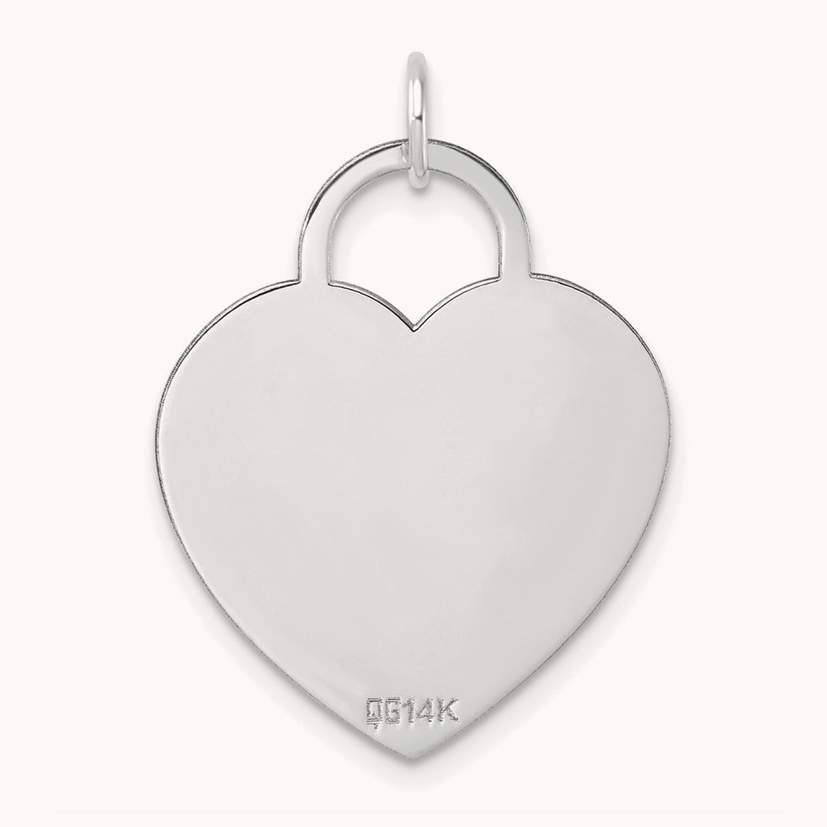 Heart Disc Charm, 14K White Gold