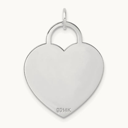Heart Disc Charm, 14K White Gold