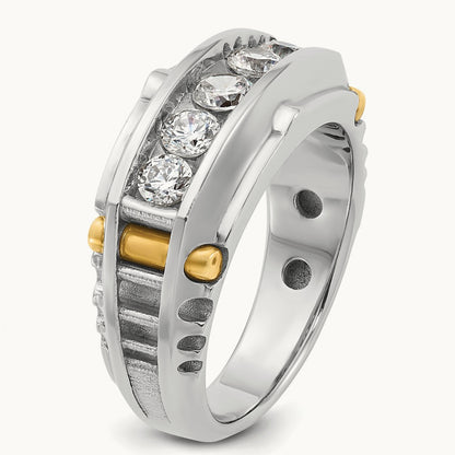 14ktt IBGoodman Men's Polished & Textured 5-Stone Diamond Ring