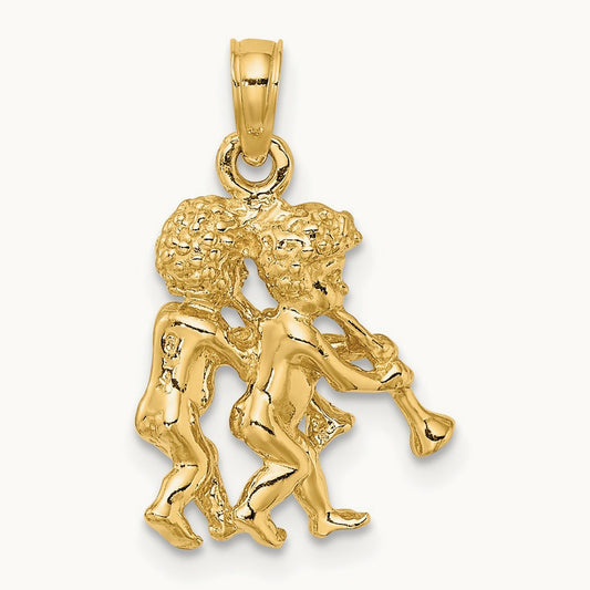 3-D Gemini Zodiac Charm, 14K