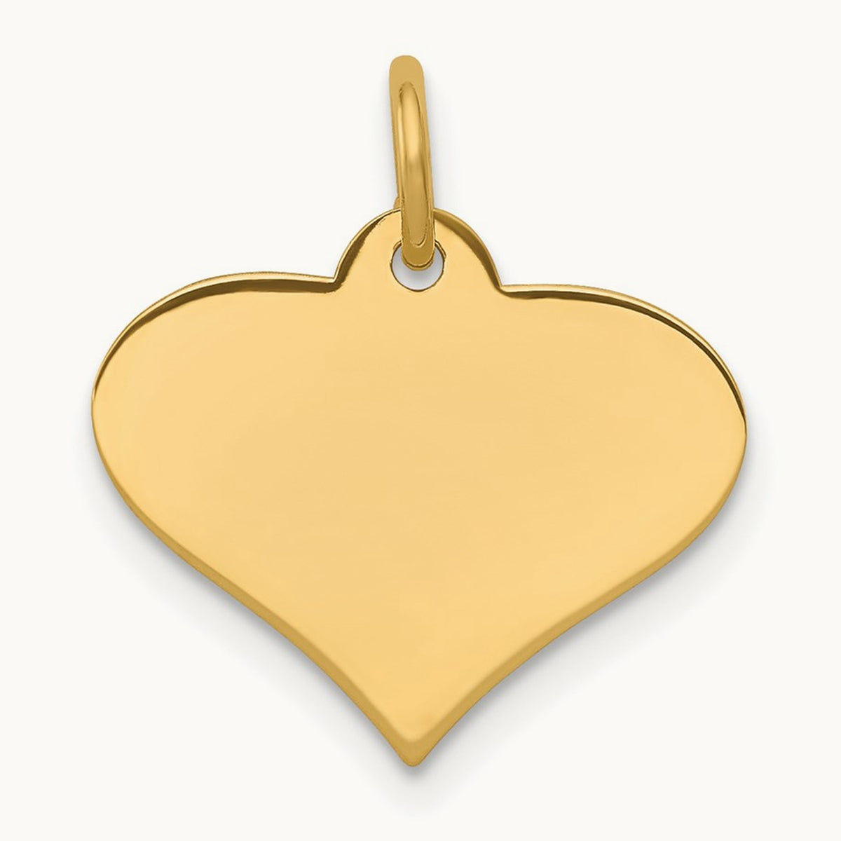Plain .018 Gauge Engraveable Heart Disc Charm — 14K Yellow Gold, 19mm
