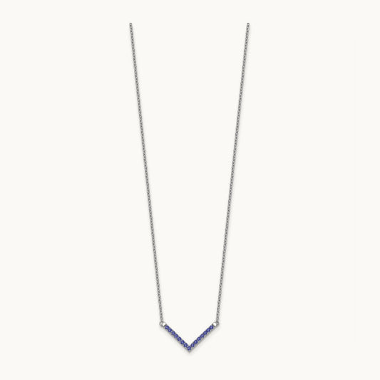Tanzanite 18in. V-Necklace, 14K White Gold