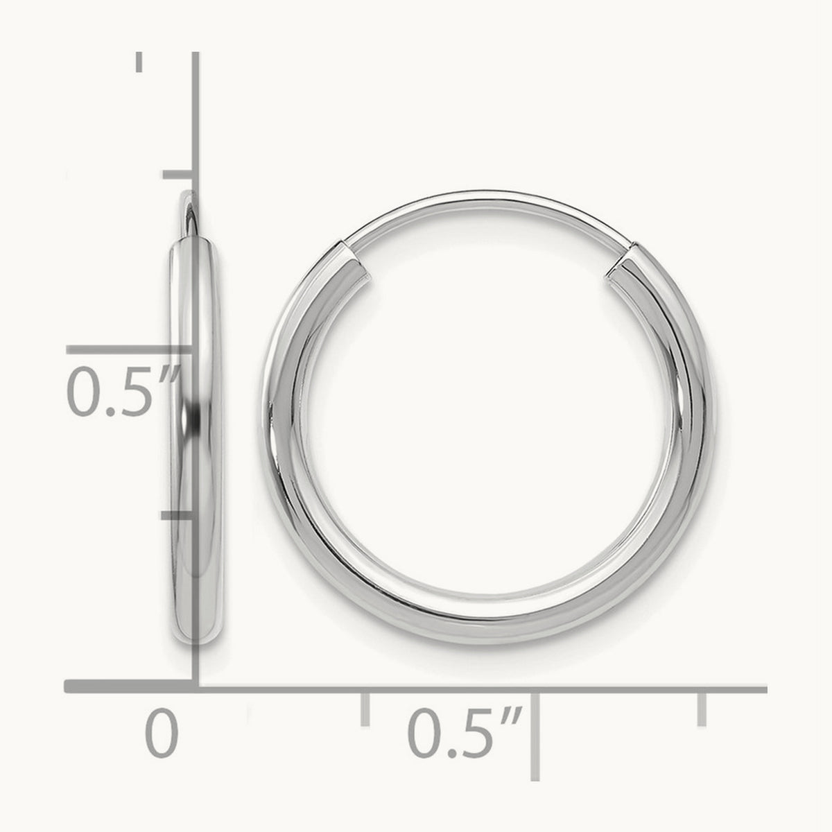 Polished Endless Hoop Earrings — 14K White Gold