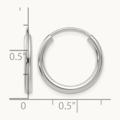 Polished Endless Hoop Earrings — 14K White Gold