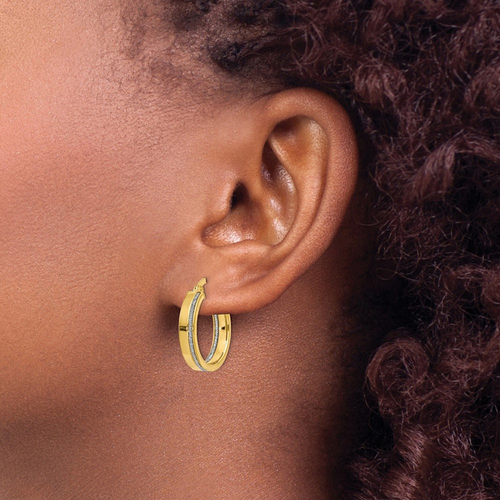 Polished Glimmer Infused Hoop Earrings — 14K Yellow Gold, 20mm