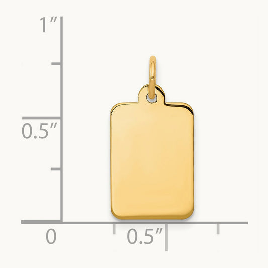 Plain .027 Gauge Rectangular Engravable Disc Charm — 14K Yellow Gold, 20mm
