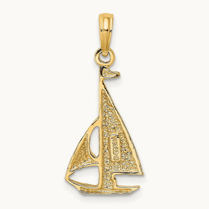 2-D Polished Sailboat Charm — 26.87mm