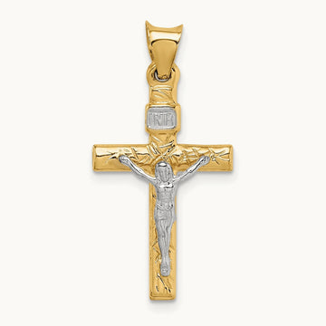 Crucifix Pendant, 14K Two-tone