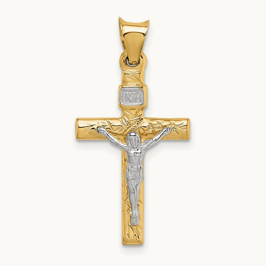 Crucifix Pendant, 14K Two-tone
