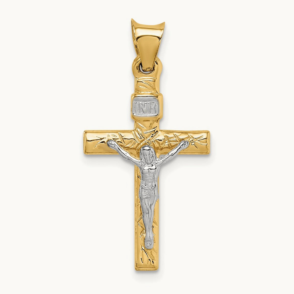 Crucifix Pendant, 14K Two-tone