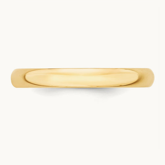 Lightweight Half Round Band, 3mm, 10K Yellow Gold