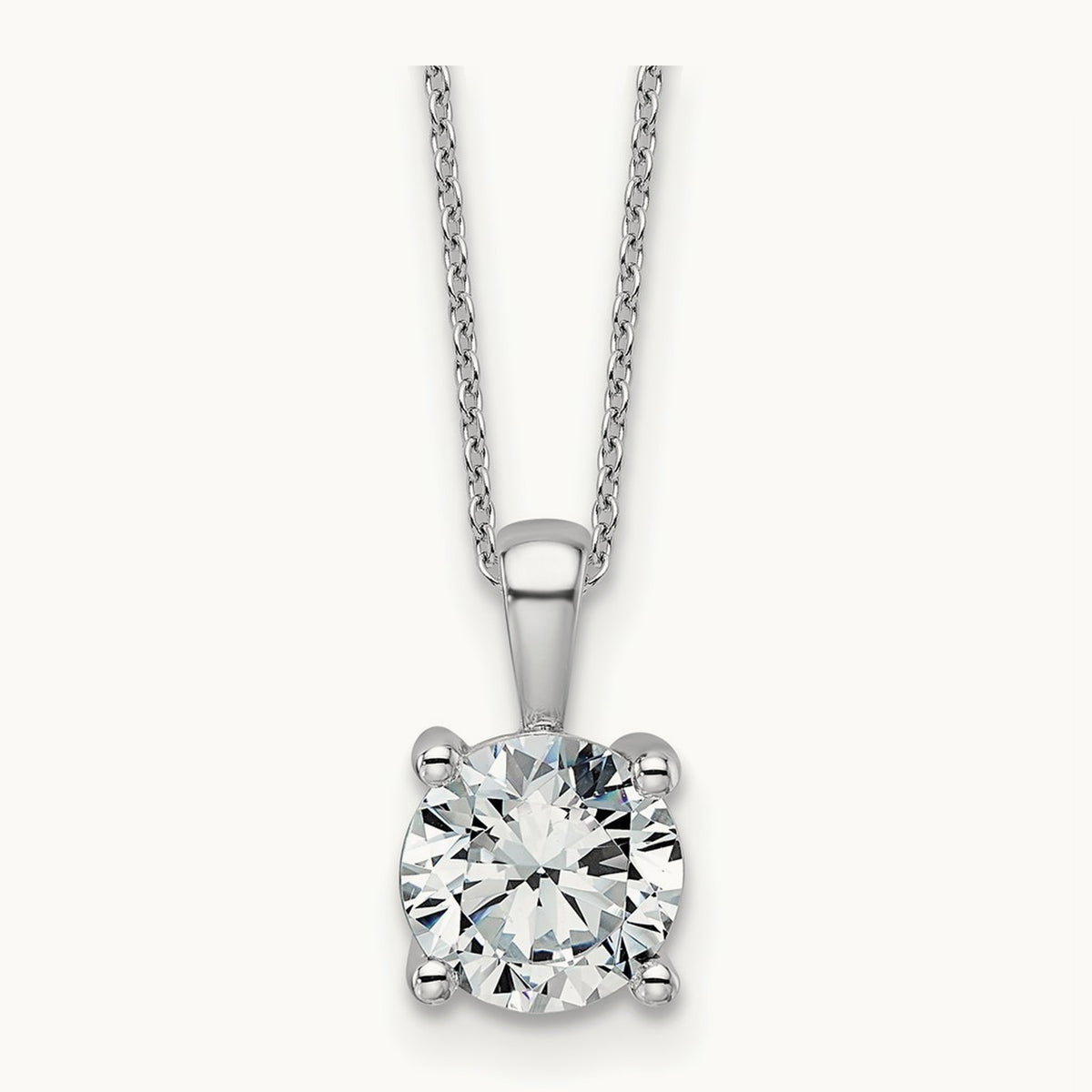 Four-Prong Pendant Necklace, 0.50-2.00 ct tw Lab-Grown Diamond — 2 ct, 14K White Gold